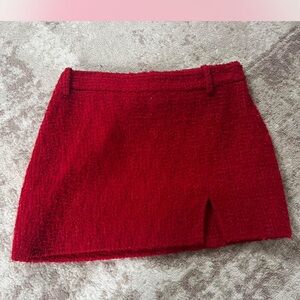 Zara Vibrant Red Textured Skirt